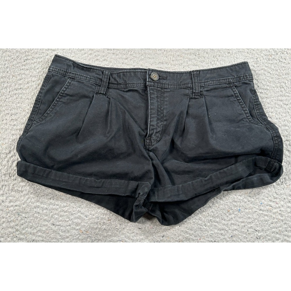 Abercrombie & Fitch Shorts Women's 6 Black Mom Pleated Cuffed Beach Stretch